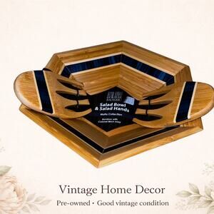 Baltique Malta Bamboo Salad Bowl w/ Salad Hands